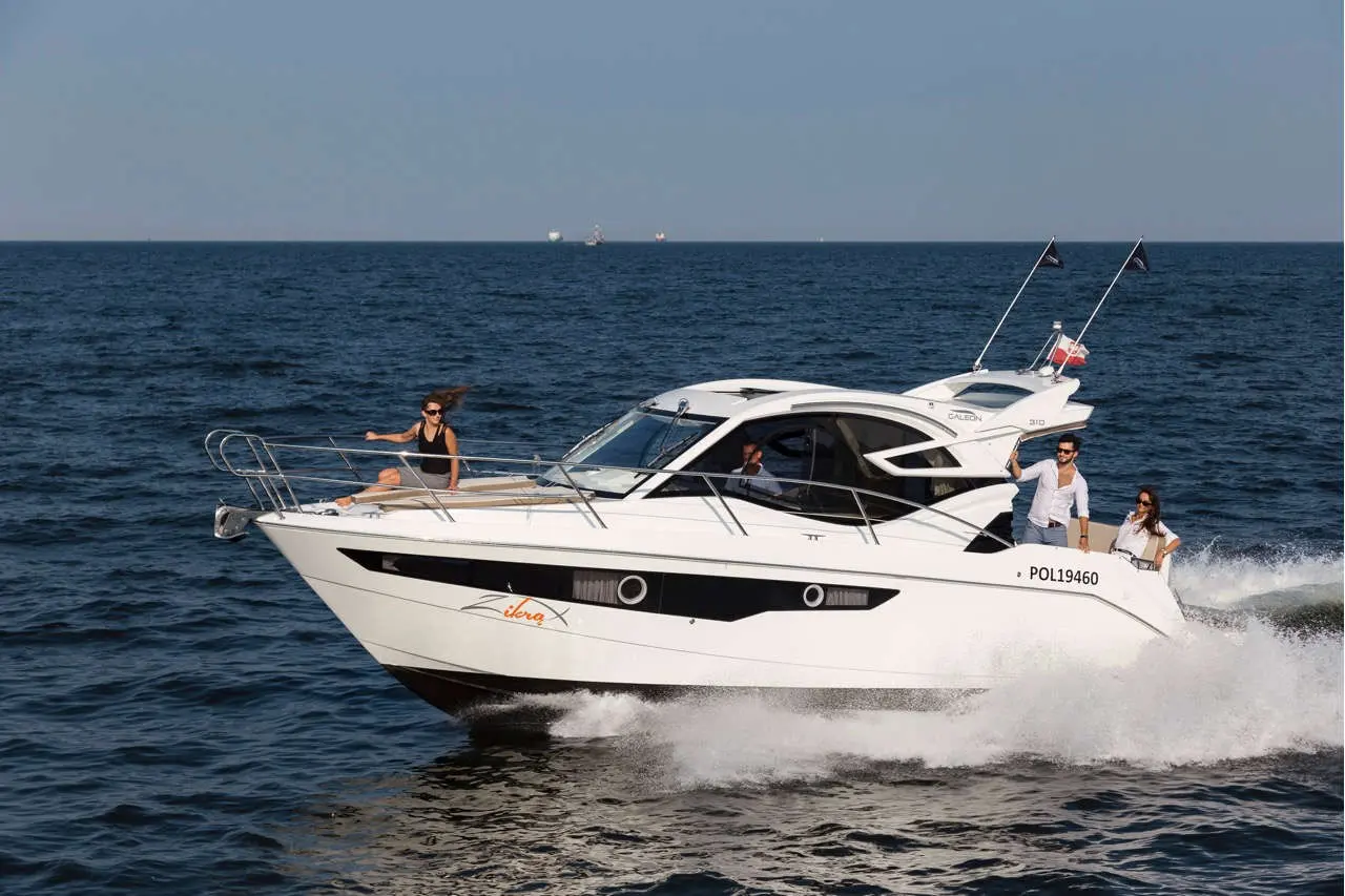 A white motorboat named 