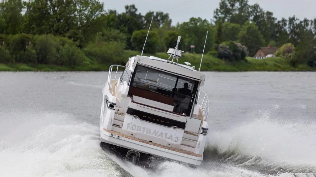 A white motorboat, 