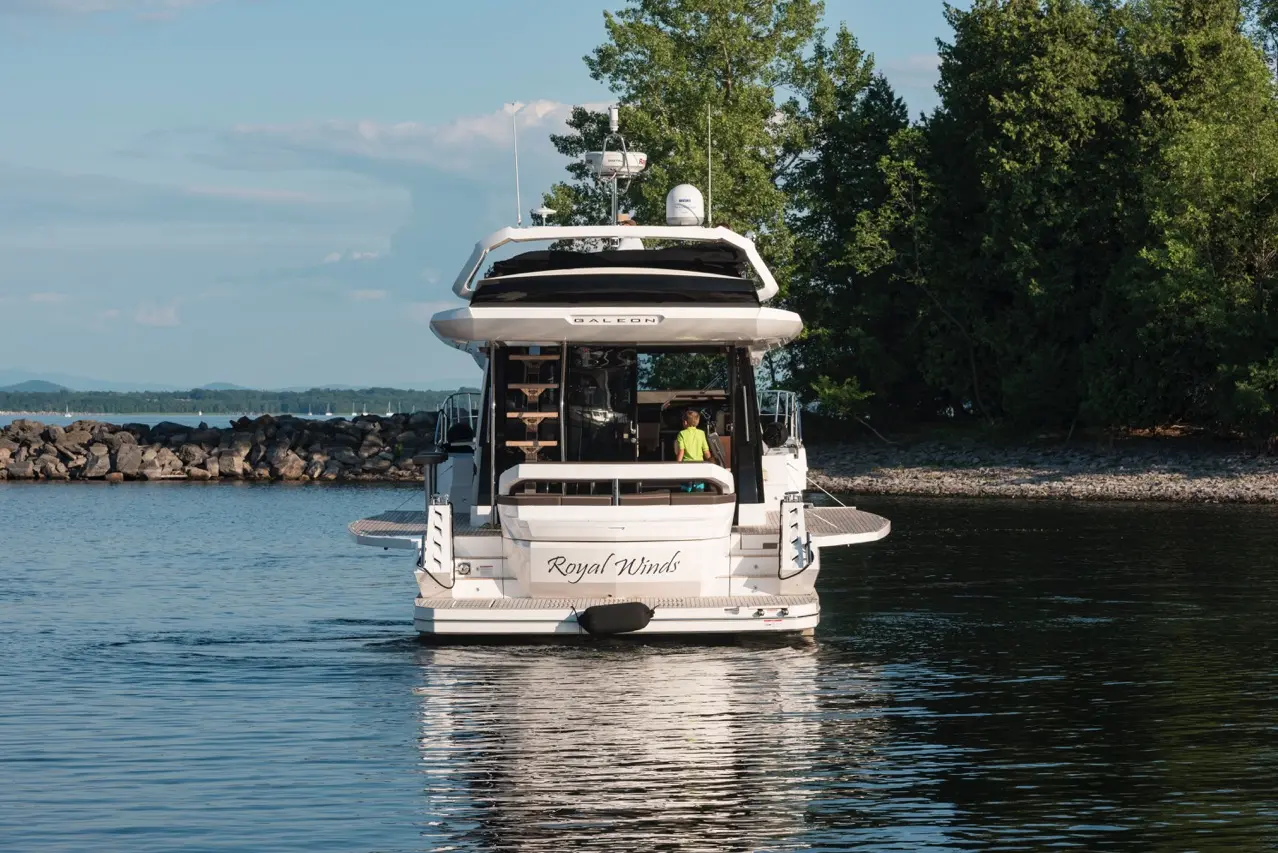 A white luxury yacht named 