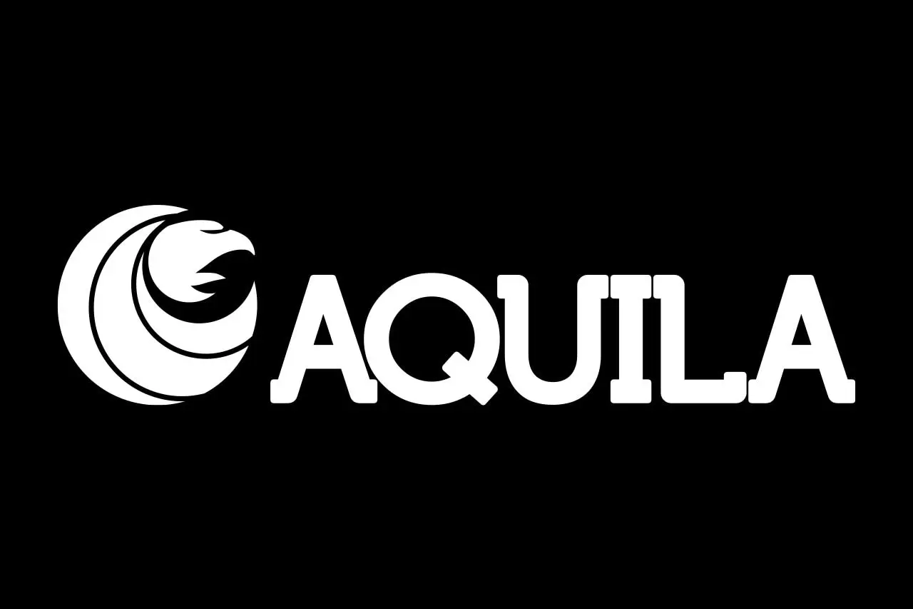 Aquila logo on a black background, featuring an eagle graphic and bold white lettering of 