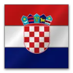 Flag of Croatia featuring red and white checkered shield, topped with a crown and five smaller shields.