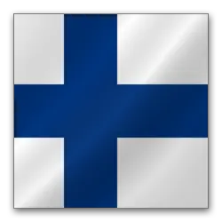 Flag of Finland featuring a blue Nordic cross on a white background, symbolizing Finnish heritage and identity.
