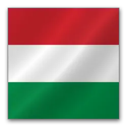 Hungary's national flag featuring horizontal red, white, and green stripes with a glossy finish.