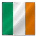Flag of Ireland featuring vertical stripes of green, white, and orange with a glossy finish.