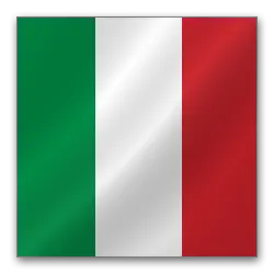 Italian flag with vertical green, white, and red stripes, featuring a sleek design and a black border.
