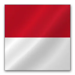 Red and white flag of Indonesia, featuring horizontal stripes with a subtle glossy effect.
