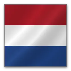 Dutch flag featuring horizontal red, white, and blue stripes.