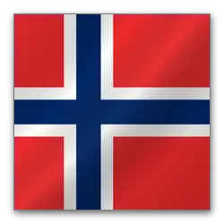 Norway flag featuring a red background with a blue cross bordered by white stripes.