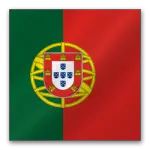 Flag of Portugal featuring green and red vertical stripes with the national coat of arms in the center.