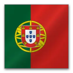 Flag of Portugal featuring a green and red background with the national coat of arms at the center.