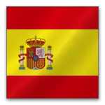Flag of Spain featuring three horizontal stripes: red, yellow, red, with the national coat of arms on the left side.