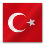 Red flag of Turkey featuring a white crescent moon and a star on a red background.